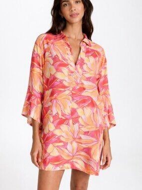Z Supply Mallory Stained Glass Mini Dress Pink Orange Tropical S